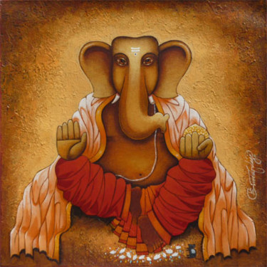 Painting titled "Ganesha" by Gulage, Original Artwork