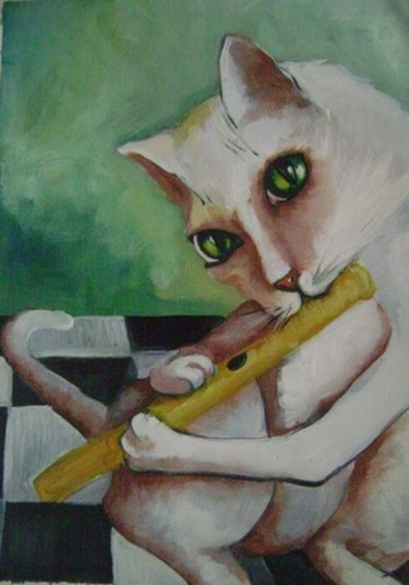 "flüt çalıyorum" başlıklı Tablo Gülgün Işbilen tarafından, Orijinal sanat