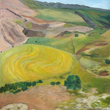 Malerei mit dem Titel "Die Weizenfelder" von Gulschan Rokzad, Original-Kunstwerk, Acryl