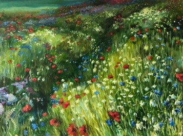 Картина под названием "Spring flowers" - Gulsum Tokbayeva, Подлинное произведение искусства, Масло