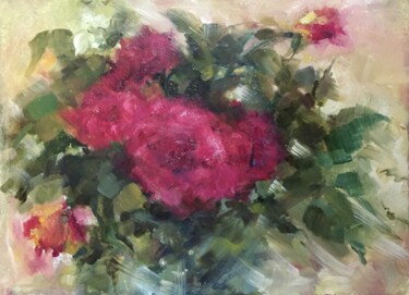 Painting titled "Roses" by Gulsum Tokbayeva, Original Artwork, Oil