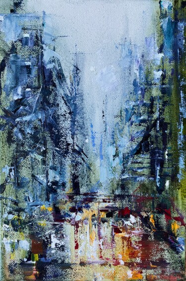 Картина под названием "city roads" - Gulsum Tokbayeva, Подлинное произведение искусства, Масло Установлен на Деревянная рама…
