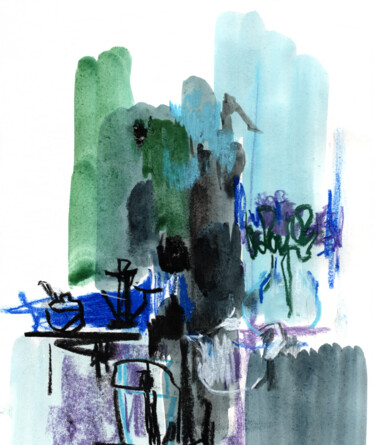 Картина под названием "Abstract Watercolor…" - Gulsum Tokbayeva, Подлинное произведение искусства, Акварель