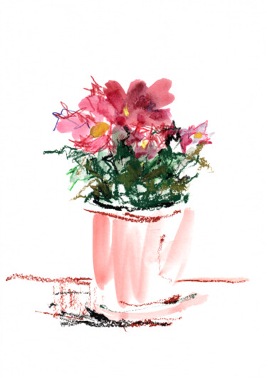 Peinture intitulée "Flowers Painting Cr…" par Gulsum Tokbayeva, Œuvre d'art originale, Aquarelle