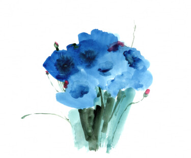 Картина под названием "Large floral art pr…" - Gulsum Tokbayeva, Подлинное произведение искусства, Акварель