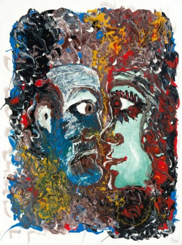 Painting titled "Suspicion" by Gültekin Bilge, Original Artwork, Oil