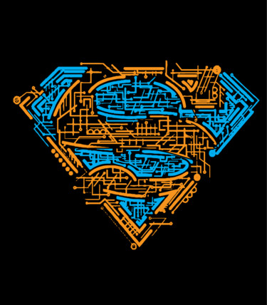 Printmaking titled "Superman in Lining" by Zuby Gul, Original Artwork, Screenprinting