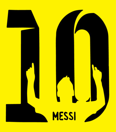 Printmaking titled "Messi 10" by Zuby Gul, Original Artwork, Screenprinting