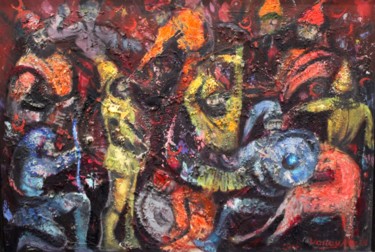 Картина под названием "Batl..." - Gunay Nazim, Подлинное произведение искусства, Масло