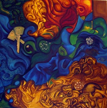 Painting titled "journey-3" by Güneş Şahin, Original Artwork, Oil