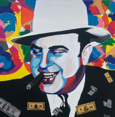 Painting titled "Al Capone" by Gunnar Zyl, Original Artwork, Acrylic Mounted on Wood Stretcher frame