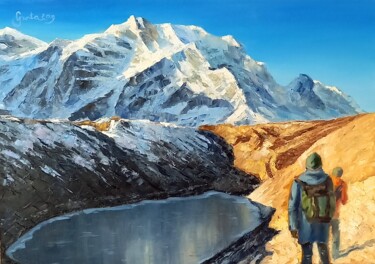 Painting titled "Himalai" by Gunta Medniece, Original Artwork, Oil