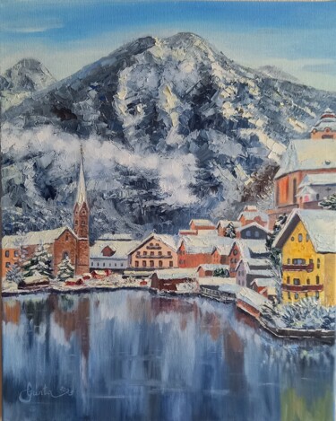 Ζωγραφική με τίτλο "Austrian Alps." από Gunta Medniece, Αυθεντικά έργα τέχνης, Λάδι