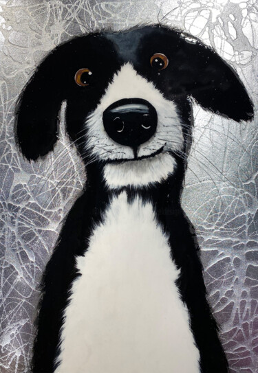 Peinture intitulée "SILVER CRAZY DOG" par Gunter Wenzel, Œuvre d'art originale, Acrylique