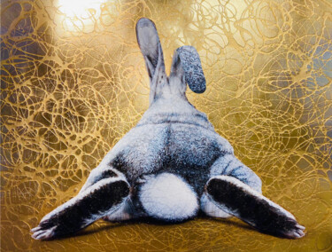 Malerei mit dem Titel "LAZY RABBIT2" von Gunter Wenzel, Original-Kunstwerk, Acryl