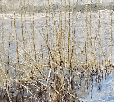 Malerei mit dem Titel "Winter im Schilf" von Günther Mika, Original-Kunstwerk, Öl
