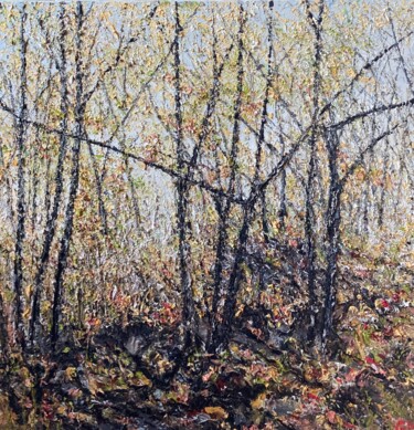 Painting titled "Herbst2" by Günther Mika, Original Artwork, Oil Mounted on Wood Stretcher frame
