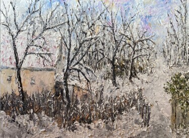 Malerei mit dem Titel "Winter in Haubitz" von Günther Mika, Original-Kunstwerk, Öl