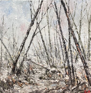 Malerei mit dem Titel "Winter am Bach" von Günther Mika, Original-Kunstwerk, Öl