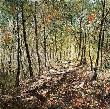 Pintura titulada "Waldweg" por Günther Mika, Obra de arte original, Oleo