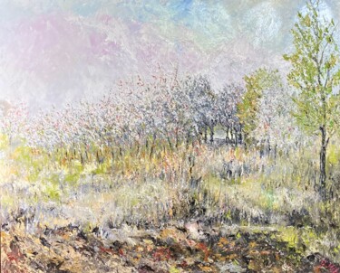 Painting titled "blühende Bäume" by Günther Mika, Original Artwork, Oil