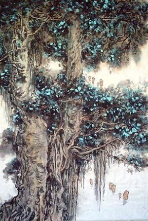 "Le grand arbre" başlıklı Tablo Hanwen Guo tarafından, Orijinal sanat, Petrol