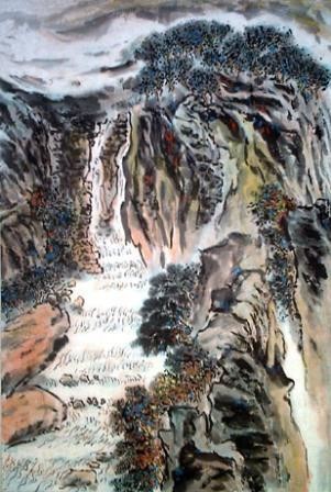 Peinture intitulée "Paysage" par Hanwen Guo, Œuvre d'art originale, Huile