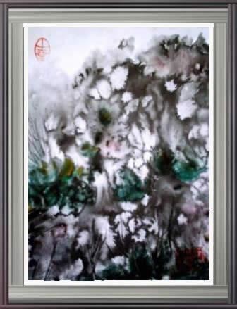 Painting titled "Paysage2" by Hanwen Guo, Original Artwork, Oil