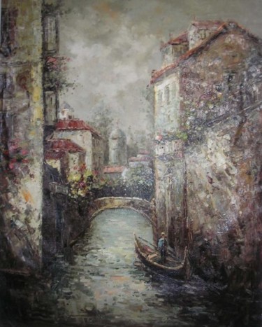Painting titled "Venice Street" by Gupta, Original Artwork