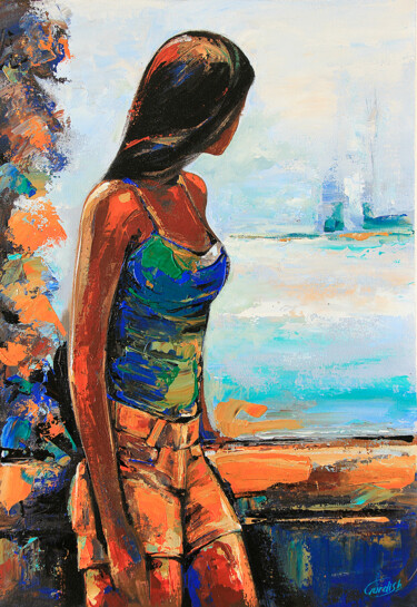 Pintura titulada "Sea Painting   sund…" por Gurdish Pannu, Obra de arte original, Acrílico