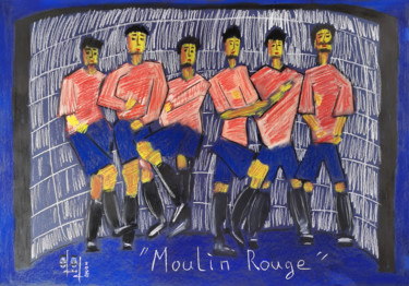 Drawing titled "Moulin Rouge" by Gugo, Original Artwork, Pastel