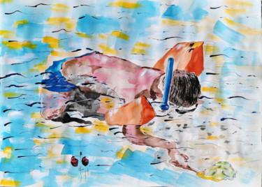 Look! Jellyfish! Dessin intitulée "Look! Jellyfish!" par Gugo, Œuvre d'art originale, Encre