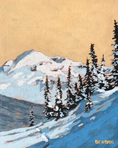 Painting titled "Garibaldi Lake en h…" by Gurvan Beubry, Original Artwork, Acrylic Mounted on Cardboard