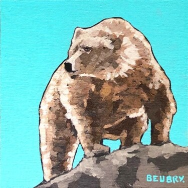 Painting titled "Grizzly d'Alaska" by Gurvan Beubry, Original Artwork, Acrylic