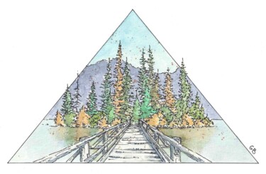 绘画 标题为“Pyramid Island” 由Gurvan Beubry, 原创艺术品, 水彩