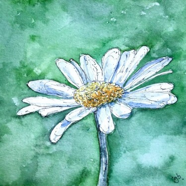 Painting titled "Marguerite" by Gurvan Beubry, Original Artwork, Watercolor