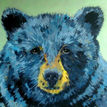 Painting titled "Black Bear" by Gurvan Beubry, Original Artwork, Acrylic
