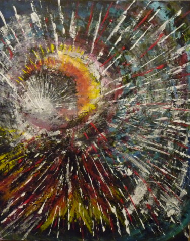 Painting titled "Space explosion" by Gurvanart, Original Artwork, Acrylic Mounted on Wood Stretcher frame
