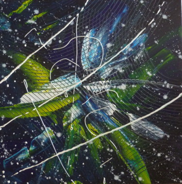 Malerei mit dem Titel "Blue Galaxy" von Gurvanart, Original-Kunstwerk, Acryl