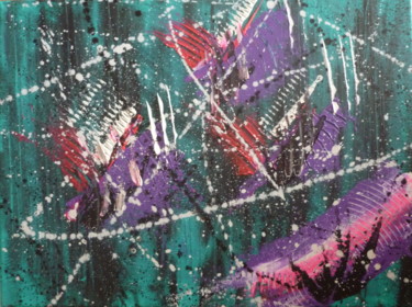 제목이 "Crazy Purple"인 미술작품 Gurvanart로, 원작, 아크릴 나무 들것 프레임에 장착됨