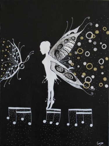 Картина под названием "Fairy meeting" - Gurvanart, Подлинное произведение искусства, Акрил Установлен на Деревянная рама для…