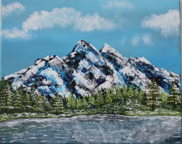 绘画 标题为“Montagnes bleue” 由Gurvanart, 原创艺术品, 丙烯 安装在木质担架架上