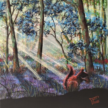 Peinture intitulée "Red Squirrel" par Gurvanart, Œuvre d'art originale, Acrylique Monté sur Châssis en bois
