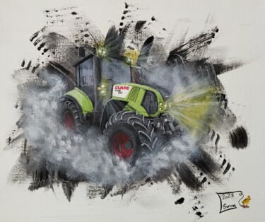 Painting titled "CLAAS 810" by Gurvanart, Original Artwork, Acrylic Mounted on Wood Stretcher frame