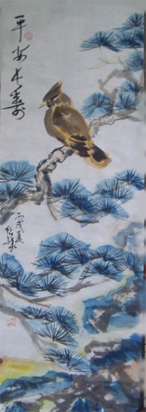 Painting titled "顾绍骅的中国画——花鸟《平安长寿》" by Shaohua Gu, Original Artwork