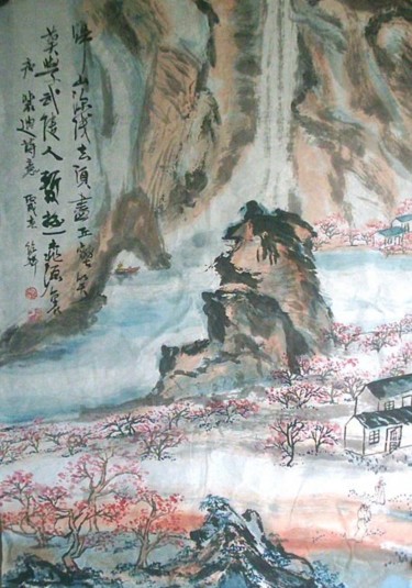 Painting titled "中国山水诗意画——《桃源行》" by Shaohua Gu, Original Artwork