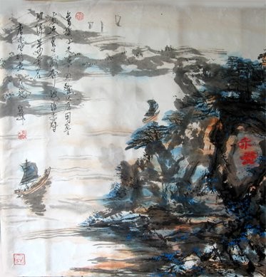 绘画 标题为“Chinese poetic land…” 由Shaohua Gu, 原创艺术品