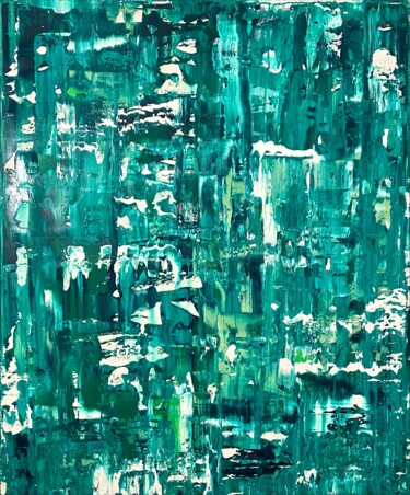 Painting titled "GREEN ABSTRACTION n…" by Gustaf Tidholm, Original Artwork, Acrylic Mounted on Wood Stretcher frame