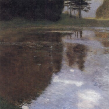 Peinture intitulée "Étang tranquille" par Gustav Klimt, Œuvre d'art originale, Huile