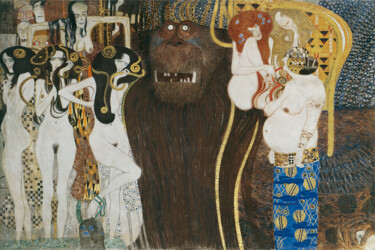 Ζωγραφική με τίτλο "Les Forces du Mal e…" από Gustav Klimt, Αυθεντικά έργα τέχνης, Λάδι